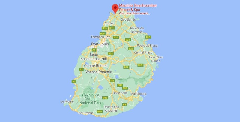 mauricia beachcomber location map